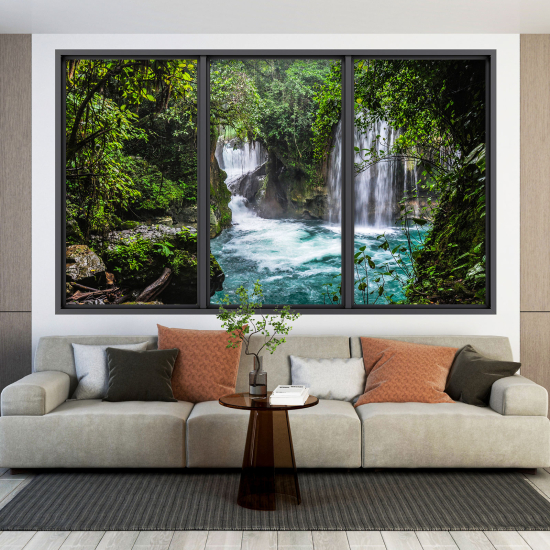 Adesivo Murale - Illusione ottica - Finestra - Cascata
