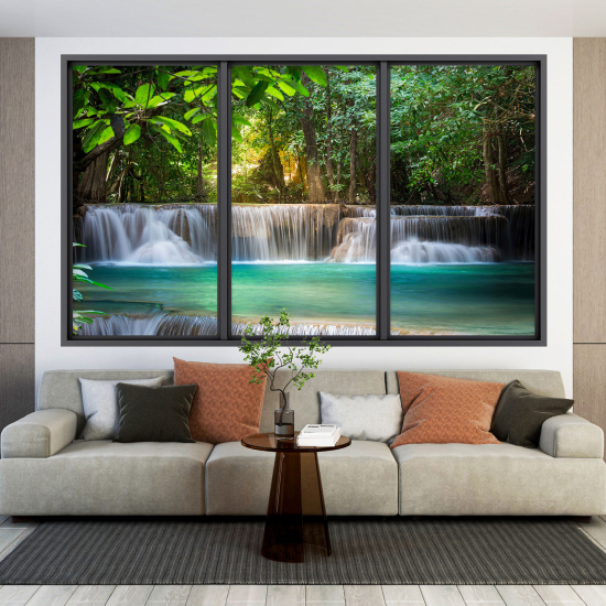 Adesivo Murale - Illusione ottica - Finestra - Cascata