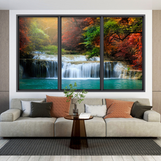 Adesivo Murale - Illusione ottica - Finestra - Cascata