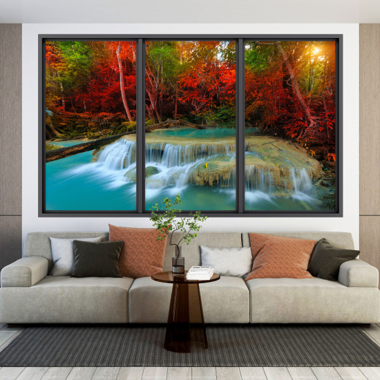 Adesivo Murale - Illusione ottica - Finestra - Cascata