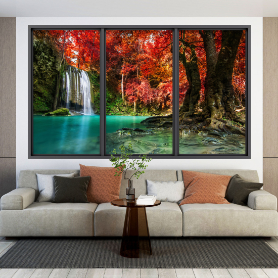 Adesivo Murale - Illusione ottica - Finestra - Cascata