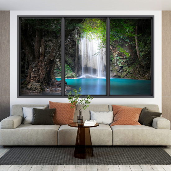 Adesivo Murale - Illusione ottica - Finestra - Cascata