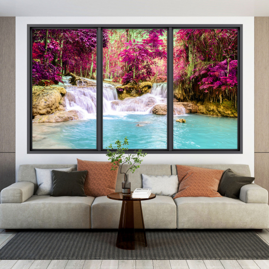 Adesivo Murale - Illusione ottica - Finestra - Cascata