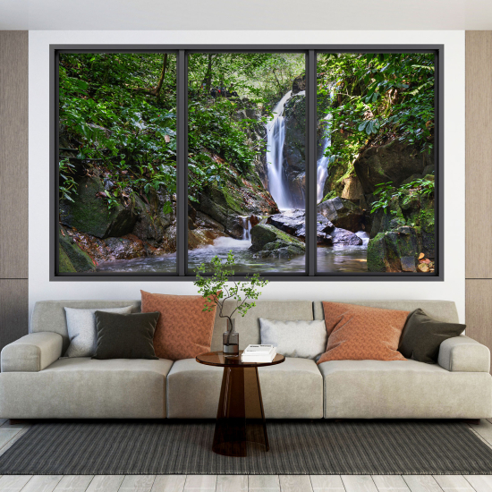 Adesivo Murale - Illusione ottica - Finestra - Cascata