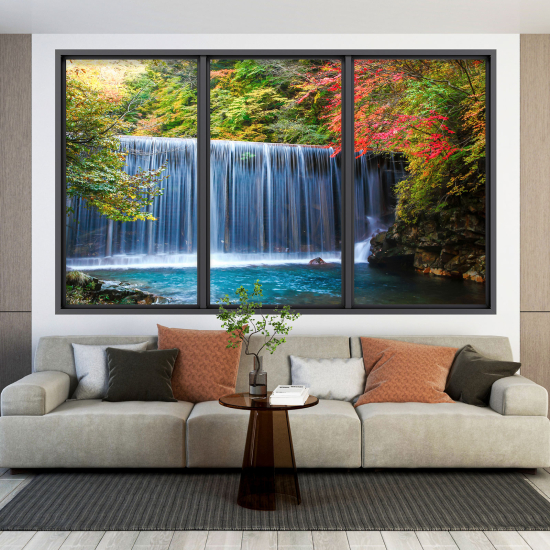 Adesivo Murale - Illusione ottica - Finestra - Cascata