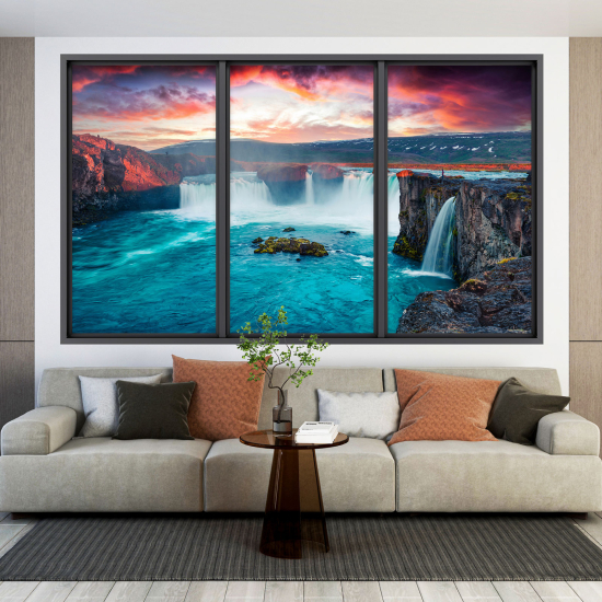 Adesivo Murale - Illusione ottica - Finestra - Cascata