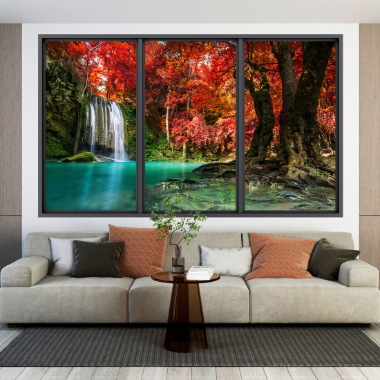 Adesivo Murale - Illusione ottica - Finestra - Cascata