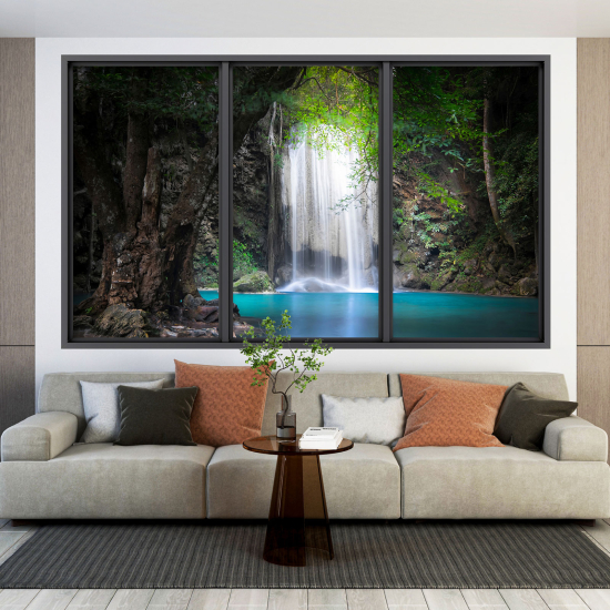 Adesivo Murale - Illusione ottica - Finestra - Cascata