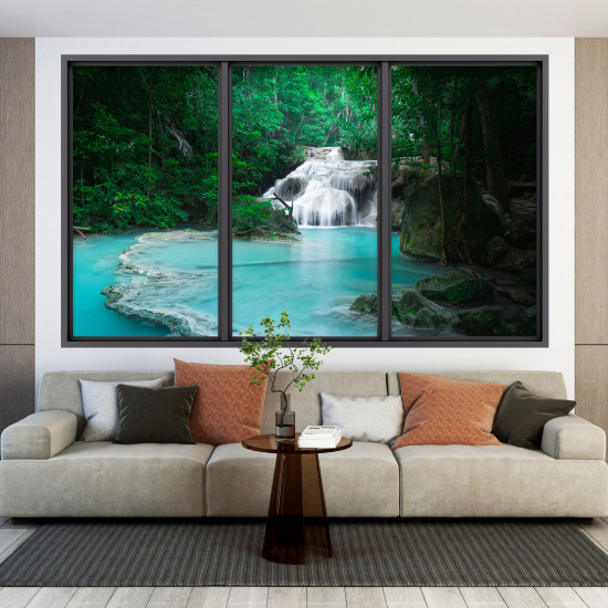 Adesivo Murale - Illusione ottica - Finestra - Cascata
