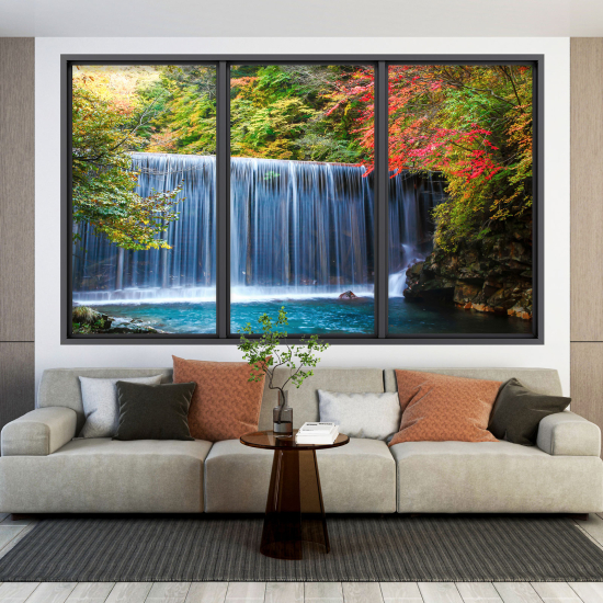 Adesivo Murale - Illusione ottica - Finestra - Cascata