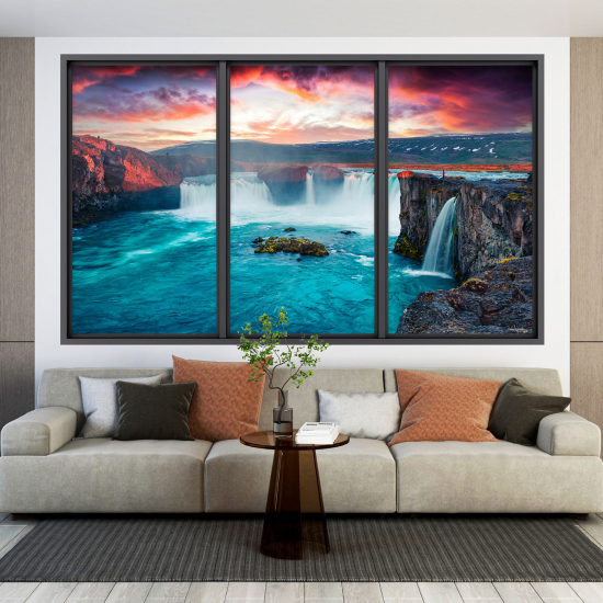 Adesivo Murale - Illusione ottica - Finestra - Cascata