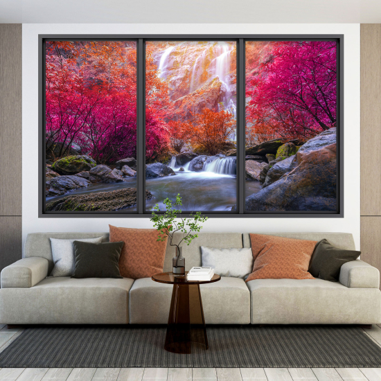 Adesivo Murale - Illusione ottica - Finestra - Cascata