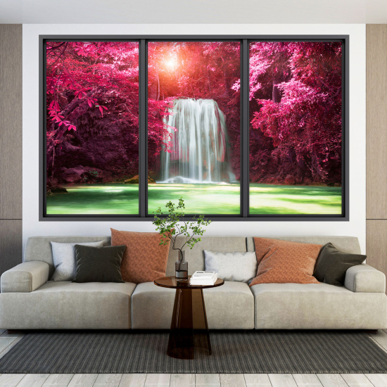 Adesivo Murale - Illusione ottica - Finestra - Cascata