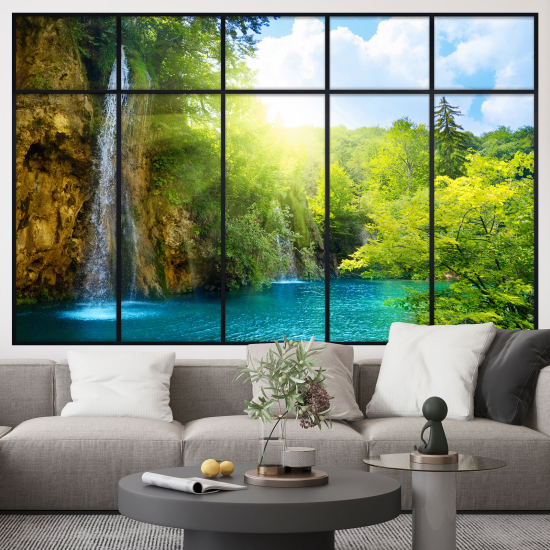 Adesivo Murale - Illusione ottica - Finestra - Cascata