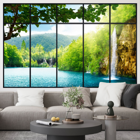 Adesivo Murale - Illusione ottica - Finestra - Cascata