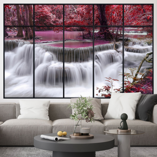 Adesivo Murale - Illusione ottica - Finestra - Cascata