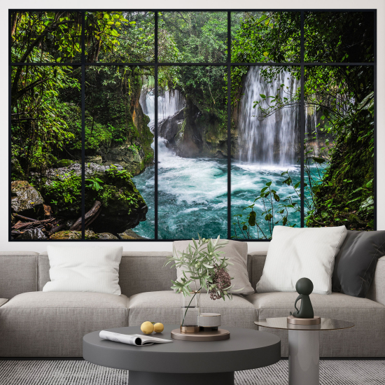 Adesivo Murale - Illusione ottica - Finestra - Cascata