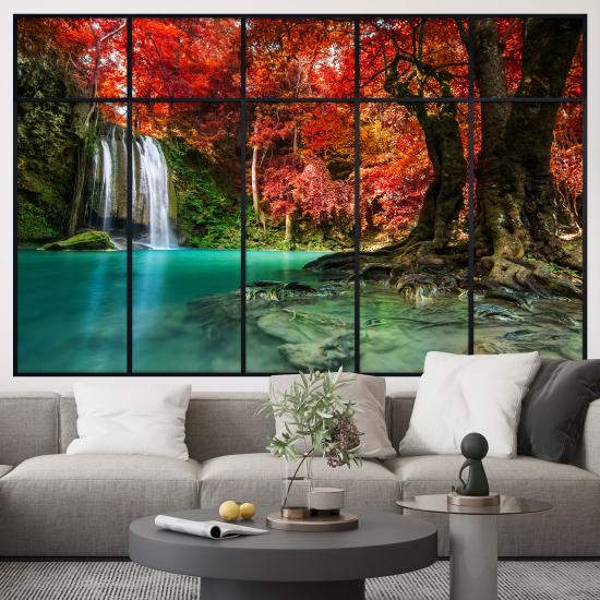 Adesivo Murale - Illusione ottica - Finestra - Cascata
