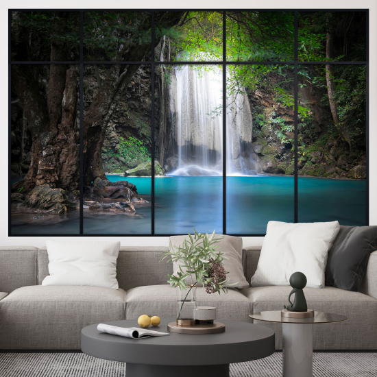 Adesivo Murale - Illusione ottica - Finestra - Cascata