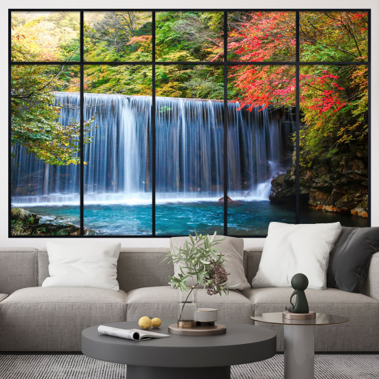 Adesivo Murale - Illusione ottica - Finestra - Cascata