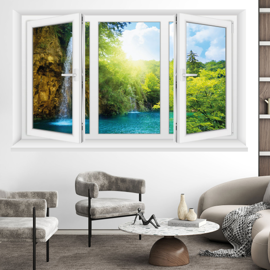 Adesivo Murale - Illusione ottica - Finestra - Cascata