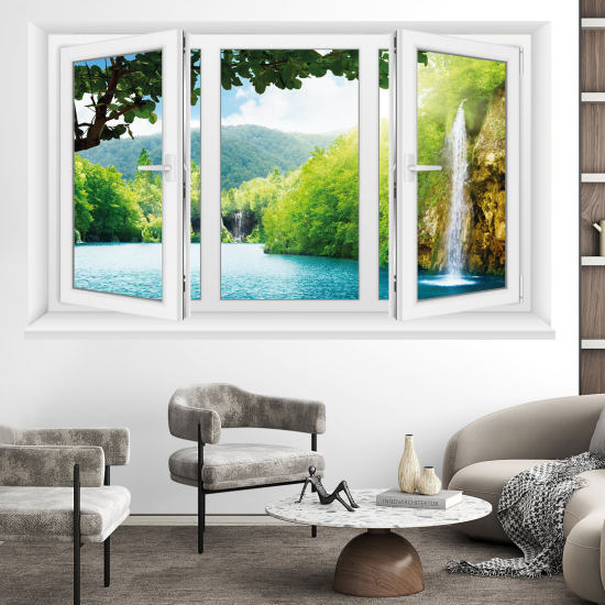 Adesivo Murale - Illusione ottica - Finestra - Cascata