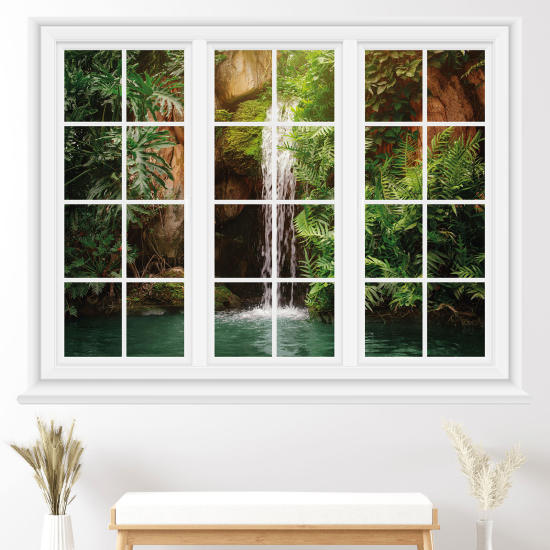 Adesivo Murale - Illusione ottica - Finestra - Cascata