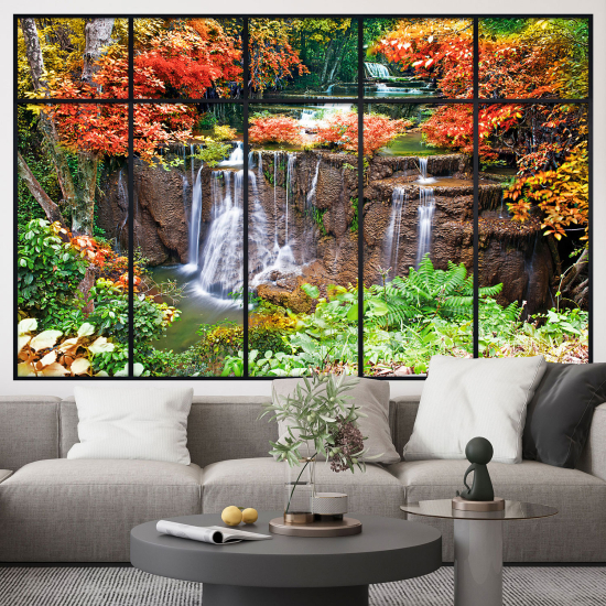 Adesivo Murale - Illusione ottica - Finestra - Cascate