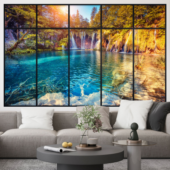 Adesivo Murale - Illusione ottica - Finestra - Cascate