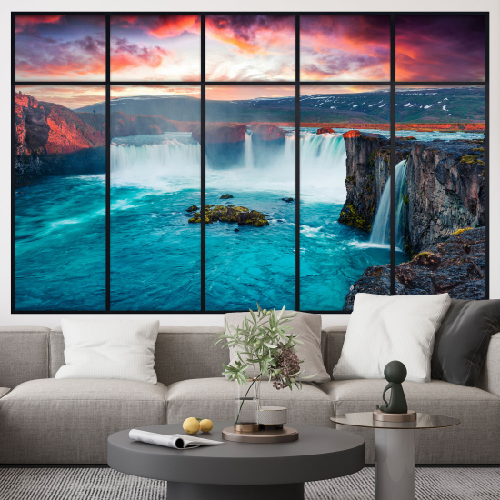 Adesivo Murale - Illusione ottica - Finestra - Cascate