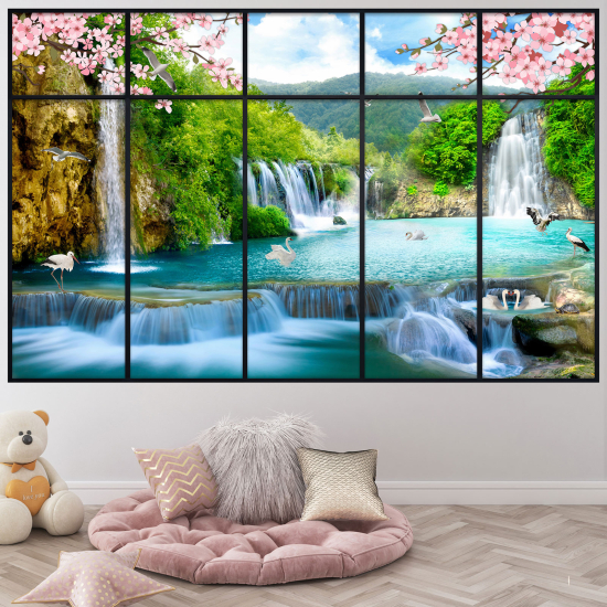 Adesivo Murale - Illusione ottica - Finestra - Cascate