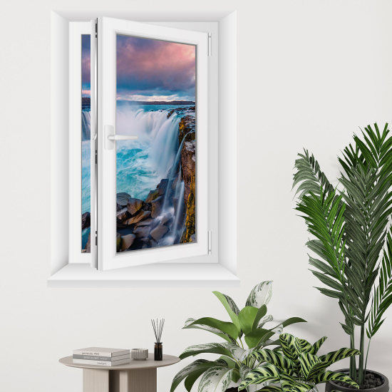 Adesivo Murale - Illusione ottica - Finestra - Cascate