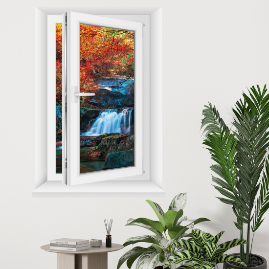 Adesivo Murale - Illusione ottica - Finestra - Cascate