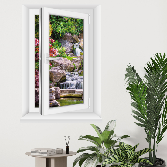 Adesivo Murale - Illusione ottica - Finestra - Cascate