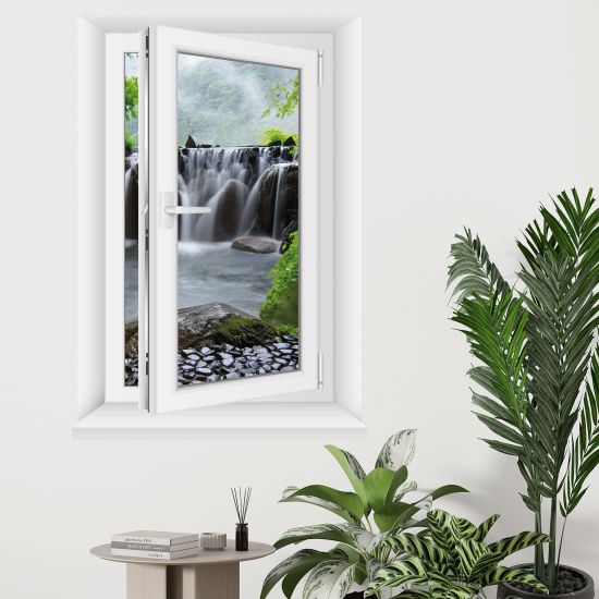 Adesivo Murale - Illusione ottica - Finestra - Cascate