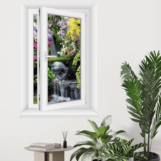 Adesivo Murale - Illusione ottica - Finestra - Cascate