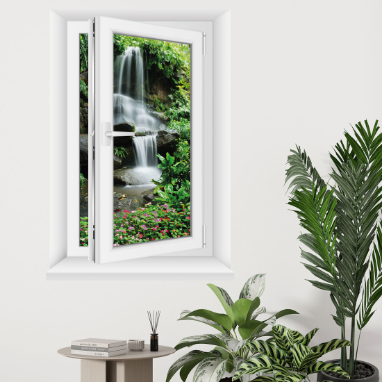 Adesivo Murale - Illusione ottica - Finestra - Cascate