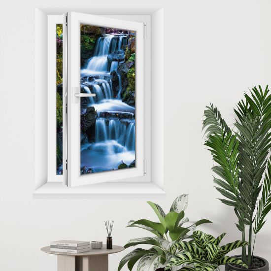 Adesivo Murale - Illusione ottica - Finestra - Cascate