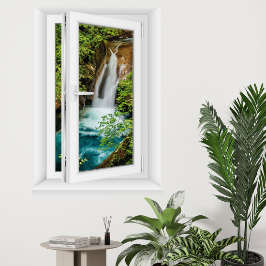 Adesivo Murale - Illusione ottica - Finestra - Cascate