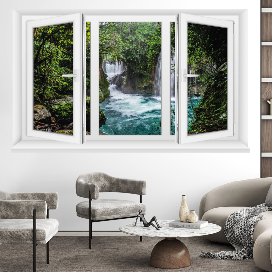 Adesivo Murale - Illusione ottica - Finestra - Cascate