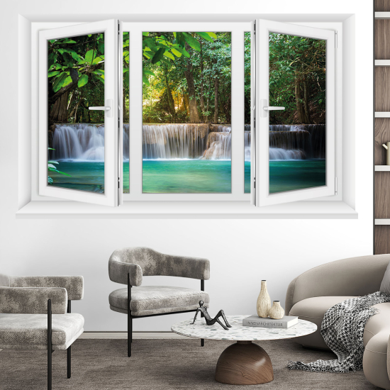 Adesivo Murale - Illusione ottica - Finestra - Cascate