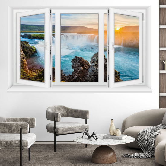 Adesivo Murale - Illusione ottica - Finestra - Cascate