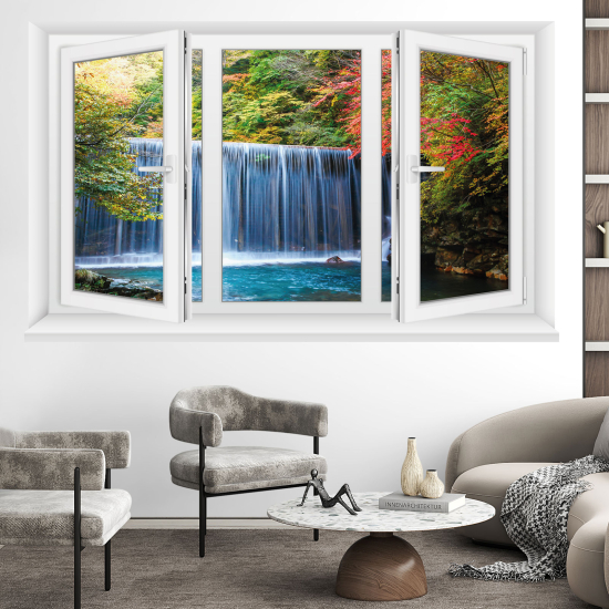 Adesivo Murale - Illusione ottica - Finestra - Cascate