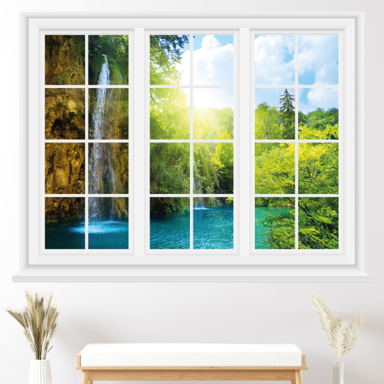 Adesivo Murale - Illusione ottica - Finestra - Cascate