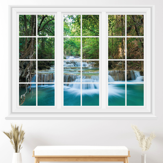 Adesivo Murale - Illusione ottica - Finestra - Cascate