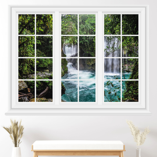Adesivo Murale - Illusione ottica - Finestra - Cascate
