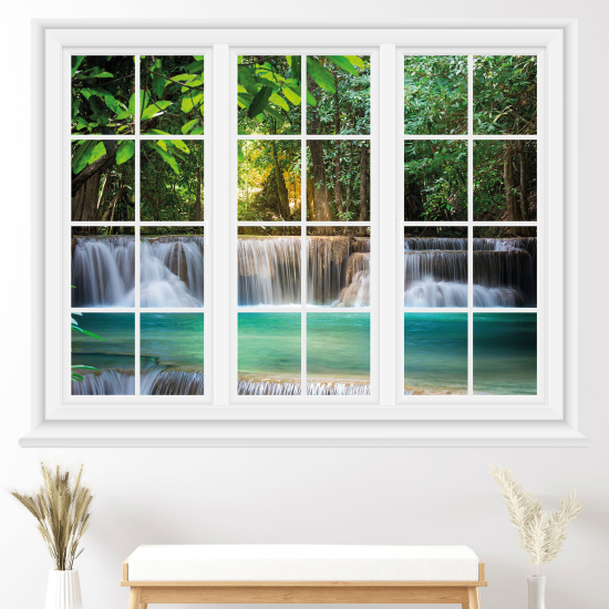 Adesivo Murale - Illusione ottica - Finestra - Cascate