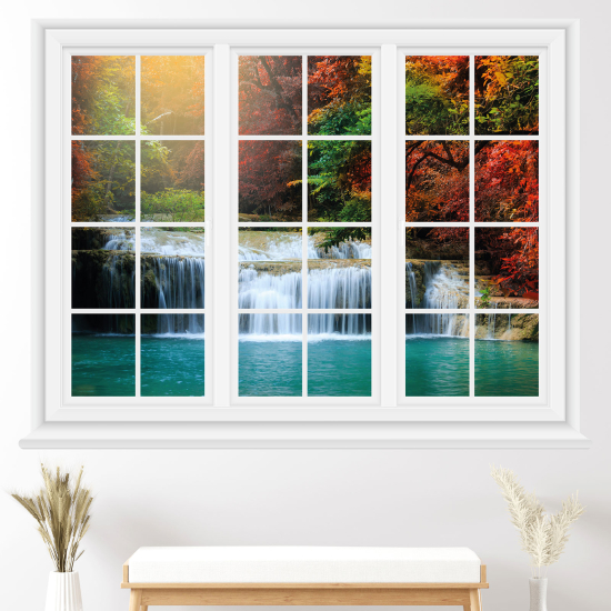 Adesivo Murale - Illusione ottica - Finestra - Cascate
