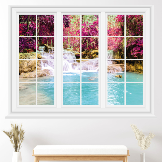 Adesivo Murale - Illusione ottica - Finestra - Cascate