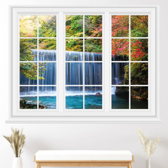 Adesivo Murale - Illusione ottica - Finestra - Cascate